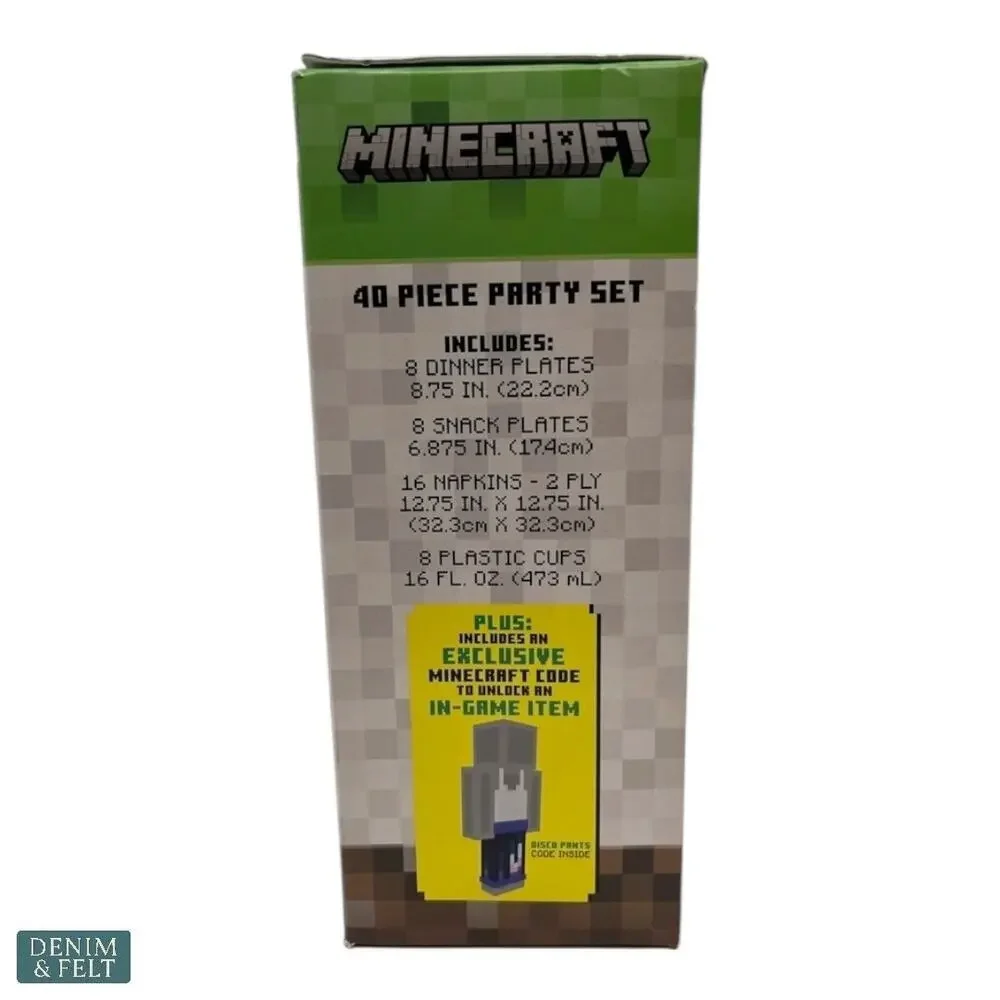 Minecraft Party Kit for 8 Birthday Tableware Set Plates Cups Napkins‎ NEW-NIB!!